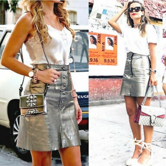 ZARA Genuine Leather High Waisted Skirt - Picture 4 of 16